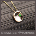 18k Gold White White Shell Green Green Tyan Yadeite Pendant